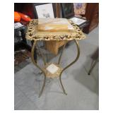 BRASS AND MARBLE STAND MARBLE HAS BEEN REPAIRED