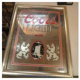 1987 COORS LIGHT FRAMED MIRROR 14.5'X18'