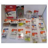 FISHING-JIG HEADS, SPINNERS, LINE ETC