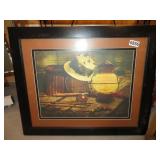 FLICKERING LANTERN/FISHING CREEL PRINT/FRAME