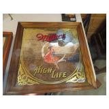 1984 MILLER HIGH LIFE FRAMED MIRROR 18.5'X18.5'