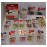 FISHING-JIGS, SPINNERS, LINE ETC