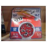 2 TINS CROSMAN .22 RED FLIGHTS 100 EA