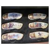 6 FRANKLIN MINT COLLECTOR KNIFE SET IN CASE W/ DOG