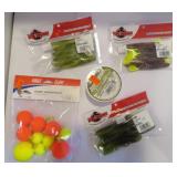 FISHING-LURES, FLOATS, LINE ETC