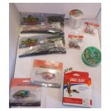 FISHING-LURES,SINKERS,LINE ETC