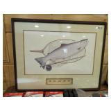FRAMED FLIES / FISH PRINT 28'X22'