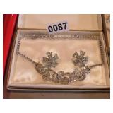 VINTAGE COSTUME JEWELRY NECKLACE, CLIP EARRINGS
