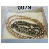 VINTAGE COSTUME NECKACE W/925 STERLING CLASPS