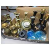 BX BRASS & GLASS CANDLESTICKS