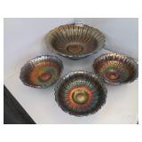 4 PC SET BLUE CARNIVAL BOWLS