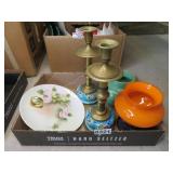 BX CZECH VASES, CANDLESTICKS, PLATE