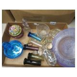 BX MISC GLASSWARE, STOPPERS, PLATES, FROGS ETC