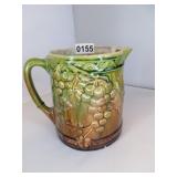 VINTAGE GLAZED RAISED GRAPE PITCHER 6'