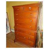 8 DRAWER MAPLE CHEST ON CHEST 55' X 33' X 19.5'