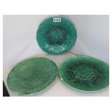 3 MAJOLICA PLATES  1 WITH A CHIP 9'