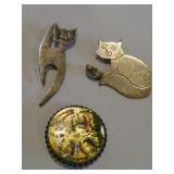 MEXICO 925 STERLING CAT & BIRD PINS