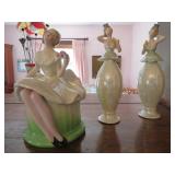 BAVARIA - 2 PERFUME BOTTLES, POWDER DISH