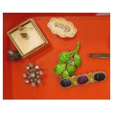 COSTUME JEWELRY PINS / BROOCHES (24+STRAIT PINS)