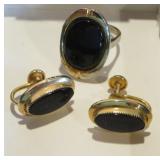 18K GOLD RING, 12K GOLD FILLED EARRING SET