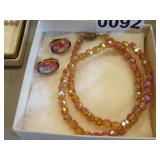 CARNIVAL GLASS NECKLACE / EARRINGS MARIGOLD