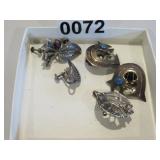 925 STERLING EARRINGS (2 PAIRS, 2 SINGLE)