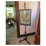ROSEWOOD ADJUSTABLE POLE FIRESCREEN BEADED TAPESTR