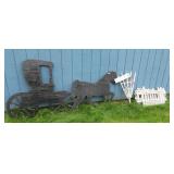 plywood horse & wagon, garden fence