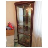 Lighted Ashley corner cabinet glass shelves