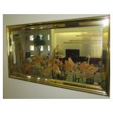 gold framed etched mirror 54' x 30'