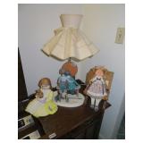 norman rockwell lamp,wooden doll desk,ceramic doll