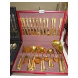 64 pc farberware gold plated flatware