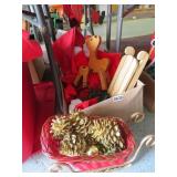 box christmas sleigh, wooden items etc