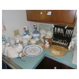Lot of goose dishes silverware cookie jars**