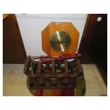 Wine holder clock wooden fork and spoon