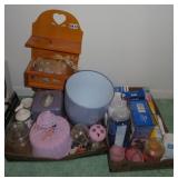 2 bxs bathroom knick knacks, supplies etc