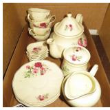 4 cups/saucers/spoon rest, teapot, creamer, sugar,