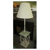 glass top rattan table / lamp