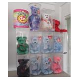 12 beanie babies in plastic cases