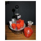 saki set, shot dispenser, shot glasses