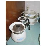 Corning ware tea pots and casserole dishes