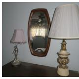 lady figurine & other lamp, mirror