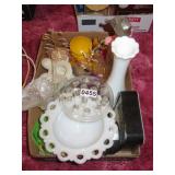 bx-milk glass,frog,misc glassware etc