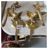 4 brass cherub stocking hangers