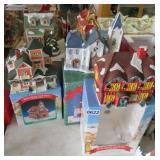 5 misc porcelain holiday lighted village pcs