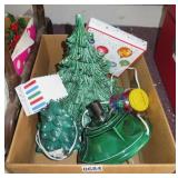 2 ceramic christmas trees, etc
