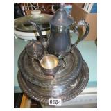 Quadruple plate tea set with two trays