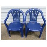 2 plastic blue chairs
