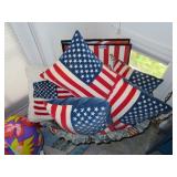 Americana basket with pillows and signs