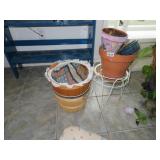Plant stand, flower pot and baskets
